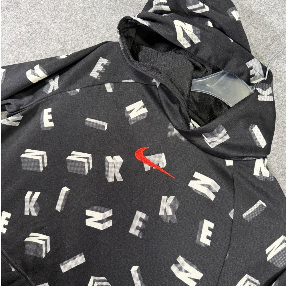 Nike Therma-FIT Hoodie Girls XL Black All Over Block Print DD8536-010 Pullover